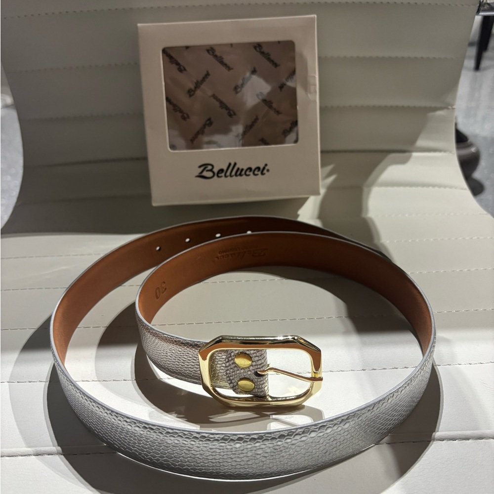 Italian Embossed LEATHER , Brand: 
Bellucci for Women's with Gold Buckle